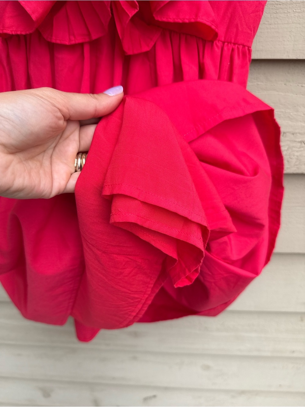 Entro Red Ruffle V-Neck Mini Dress Size M - Picture 9 of 11
